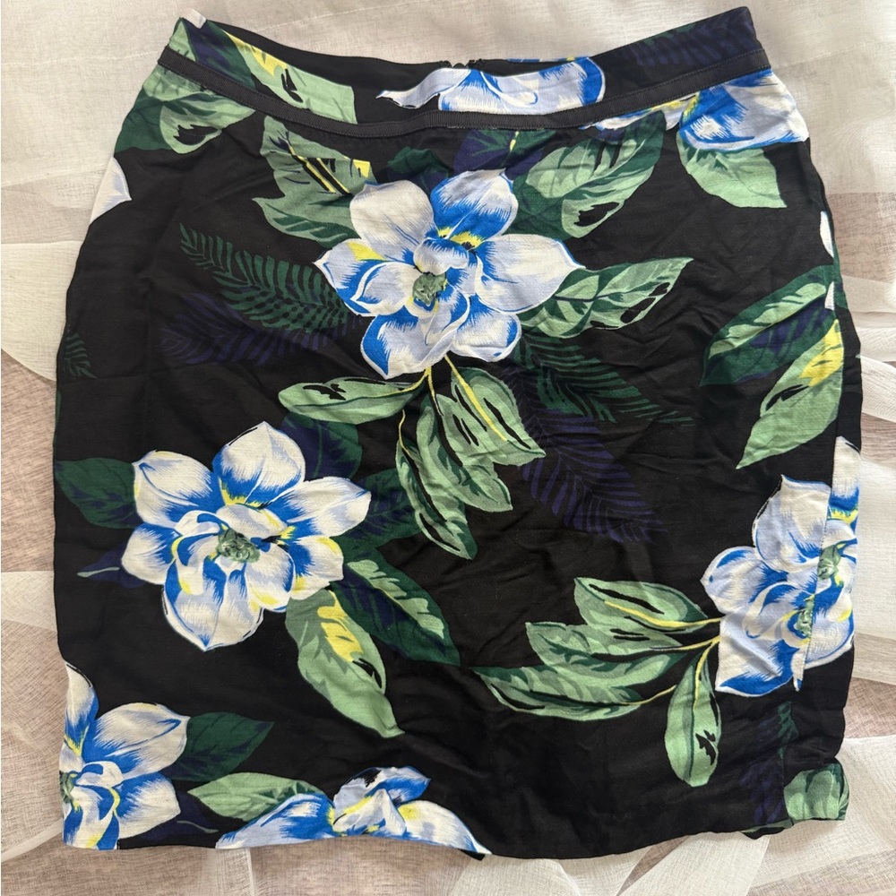 Black and Blue Floral Mini Skirt
